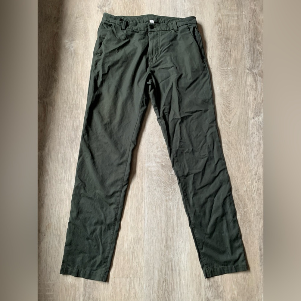 Dark Green Lululemon ABC Stretch Cotton Trouser Pants